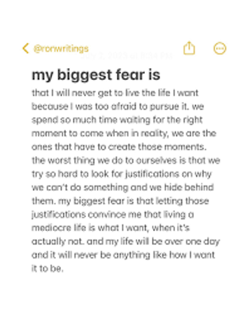 What is your biggest fear?