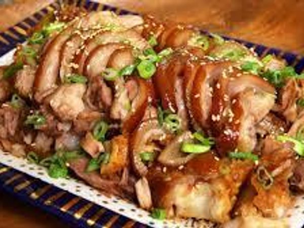 "Jokbal is a Korean dish consisting of pig's trotters cooked with soy sauce and spices. It is usually braised in a combination of soy sauce, ginger, garlic, and rice wine." Wikipedia.  Jokbal?