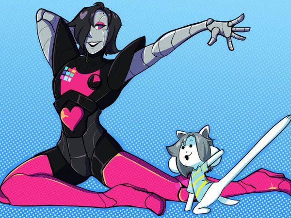 Temmie: We are posing with Mettaton how will you pose with him? I'd pose Mettaton style