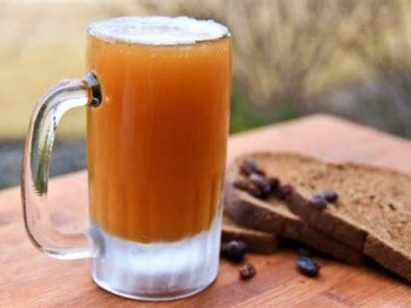 Kvass?  “Kvass is a refreshing fermented beverage with slight carbonation. Although it has a very slight alcohol content, it is not considered an alcoholic beverage. It is made from black or regular rye bread or doug.”