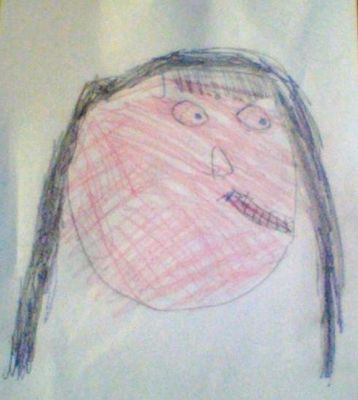 on a scale of 1 to 10, how creepy is this picture? my little sis drew this and it looks CREEPY!