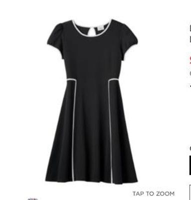 What to wear with this black dress? Since it's still cold, I want to wear maybe a shirt under it or a jacket.  I have gray leggings, black leggings, black boots.  What color shirt should I wear under it or what jacket?  Picture of the dress- http://mobile.kohls.com/product/prd-2057674/disney-d-signed-pique-fit-flare-dress-girls-7-16.jsp