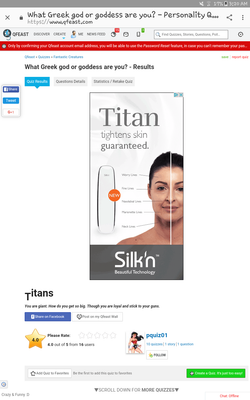 Is this ironic? The pictire is of me having the results of being the great god titans bit the add is for something called Titan! Lol weird