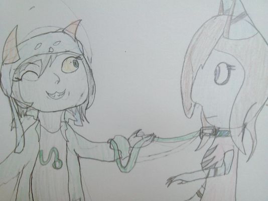 What do you think of my drawing? This is a drawing i made of a ship i have of Nepeta holding a leash to my mixed oc Lauray and i believe i may have made some mistakes on it. So what do you guys think?