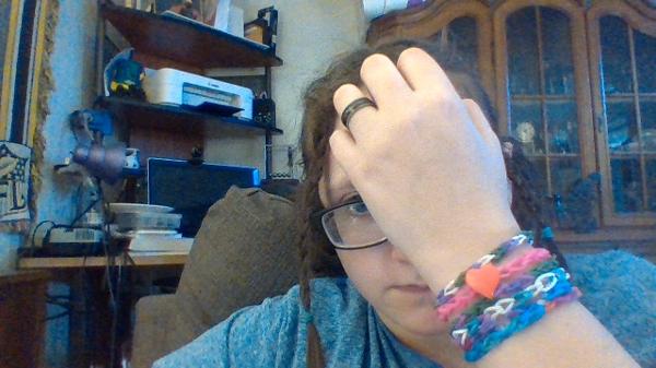 <c:out value='I made bracelets! Genderqueer, Little Space, Earth, Air, Water, Then Fire. Starting from my hand.'/>