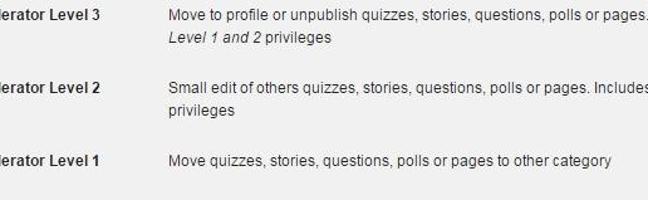 Which moderator levels should be available for users ? (gain using the reputation / privileges system)