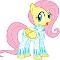 Fluttershy's white, jeweled outfit look