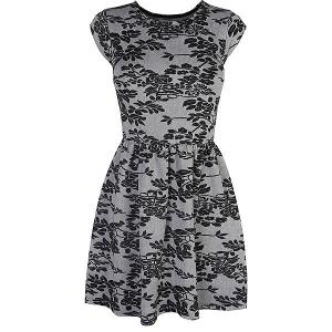 Grey Floral Jacquard Skater Dress - Polyvore