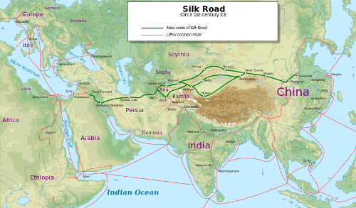Which city served as a major hub along the Silk Road?