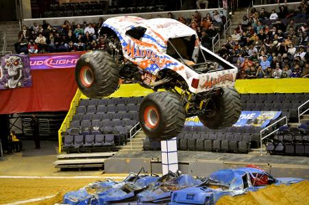 Which monster truck is famous for its menacing spiked wheels?