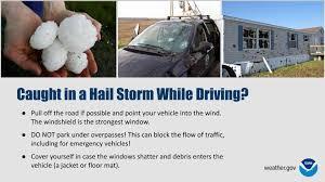 What should you do if caught in a hailstorm while driving?