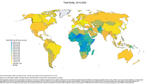 Which continent has the highest fertility rate?