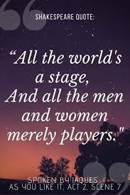 Which play contains the line 'All the world's a stage, and all the men and women merely players'?