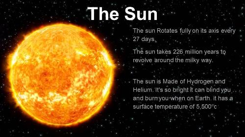 SUN day ,distance , temprature, size ?