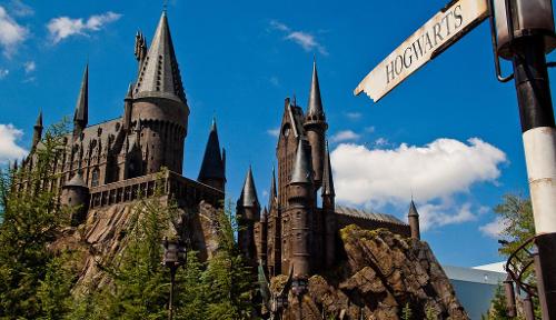 Which famous wizarding school has a basilisk within its Chamber of Secrets?