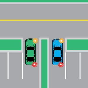 Which vehicle has the right of way in a roundabout?