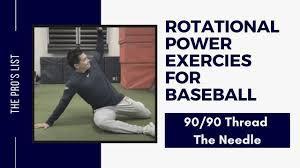 Which core exercise is essential for increasing rotational power in baseball?