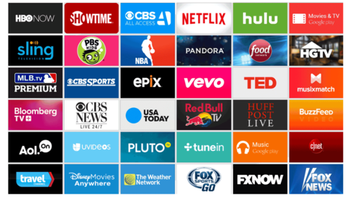 Which streaming service offers a mix of live sports, news, and entertainment channels with subscription packages?