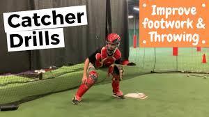 Which drill helps improve a catcher's throw to second base?