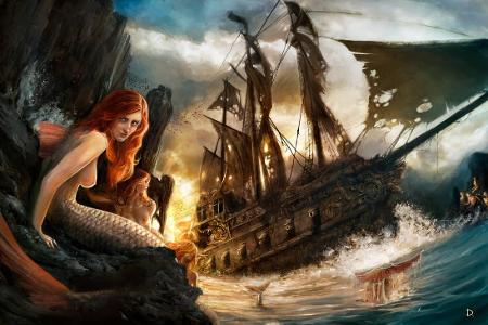 What kind of treasure do mermaids often collect from shipwrecks?