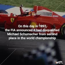 Who was disqualified from the 1997 championship results after a controversial collision?