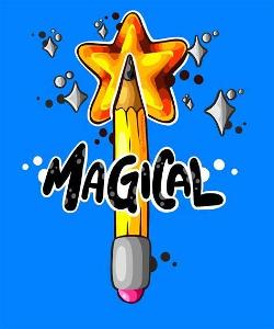 Which webcomic features a boy who must use a magic pencil to navigate through various challenges?