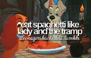 Eat spaghetti like in Lady and the Tramp