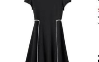 What to wear with this black dress? Since it's still cold, I want to wear maybe a shirt under it or a jacket.  I have gray leggings, black leggings, black boots.  What color shirt should I wear under it or what jacket?  Picture of the dress- http://mobile.kohls.com/product/prd-2057674/disney-d-signed-pique-fit-flare-dress-girls-7-16.jsp