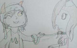 What do you think of my drawing? This is a drawing i made of a ship i have of Nepeta holding a leash to my mixed oc Lauray and i believe i may have made some mistakes on it. So what do you guys think?