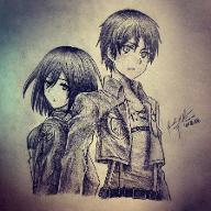 is my drawing of eren and mikasa good? I loved this picture I drew