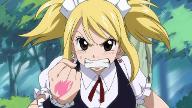 Least favourite Fairy Tail character? Lucy Heartfilia. I won't go through all the reasons , but I will tell you a few.  Why does she have to be so weak? The only thing powerful of her are her celestial spirits. She's even scared of Aquarius ! - a celestial spirit that she OWNS. Lucy always needs help from people. When she's on her own , she can easily run into trouble. In the Grand Magic Games , she didn't win a single battle! I have other reasons but SOME might piss off some of the fans >_<