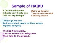 How many possible haiku combinations are there in English? The haiku poem is a description of something told in 17 syllables and three lines. The lines have 5 (top) 7 (middle) and 5 (last) syllables, which makes 17. So you can only use real words in English, you cannot split words over two lines. How many unique haikus are possible? (Or take a guess because it may take years to figure this out)