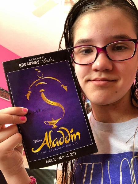 I went to Aladdin last night with my mom, my sister, and my grandma and grandpa. I kinda liked it