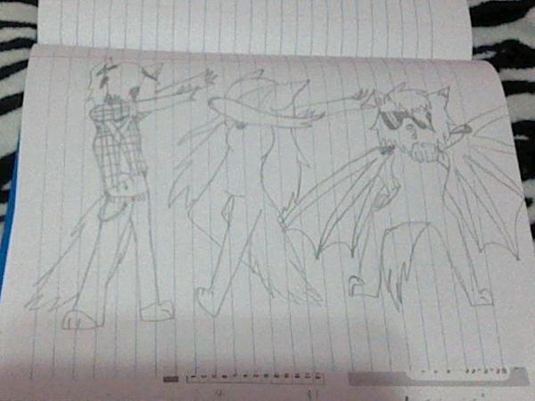 nova and female foxy are dabbing while ruka still beleives in the  nae nae