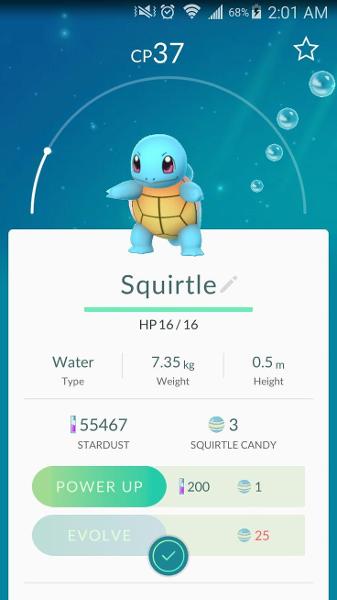 I caught squirtle today dont ask why im up at 2 am to catch squirtle