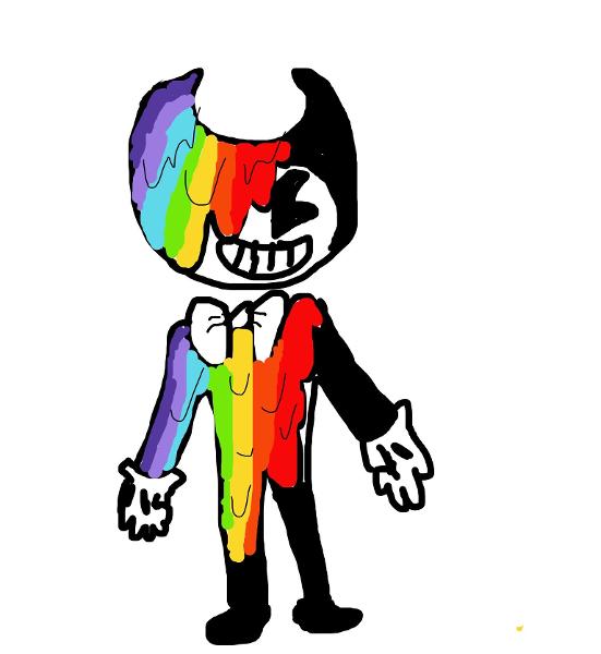 Bendy covered in rainbow ink