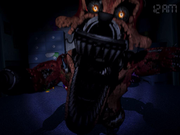 Nightmare Foxy jumpscaring me at 12 AM!!!!