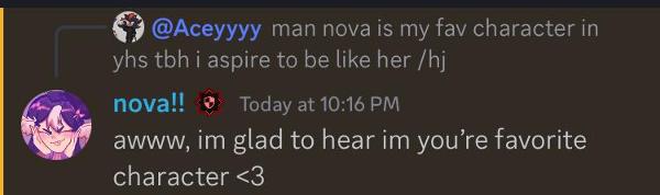 OMG OMG NOVA NOTICED MEEE AHHHHHH