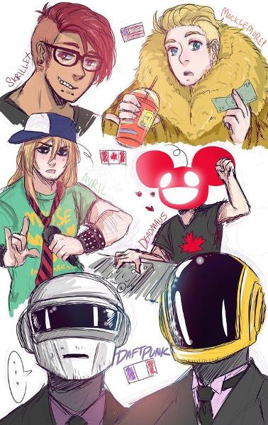 hetalia characters as DJs/rappers