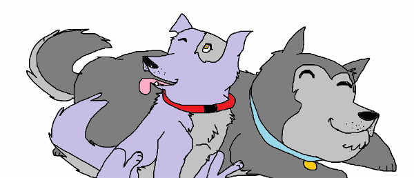 That's Wolfie but whos the other dog? (PS: A qfeaster)