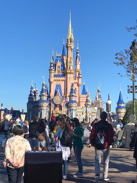 The castle but also that lady by the trash can looks very polite