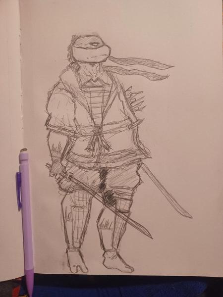 My Recent sketch of Leo as a Japanese Samurai