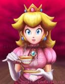 Princess peach drinking tea