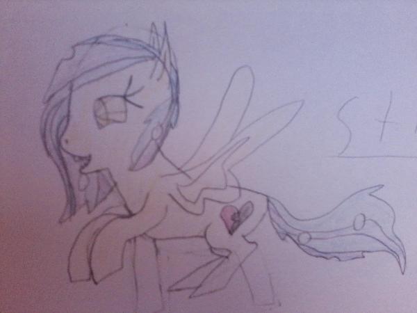 My new MLP OC Stitches, daughter of a changeling and pegasus