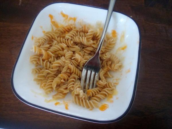 Cheesy noodles. Note to self: add more cheese