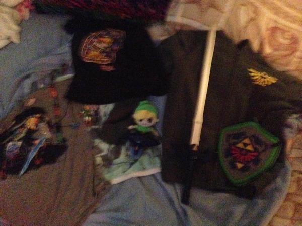 I laid out some of my Zelda merch...