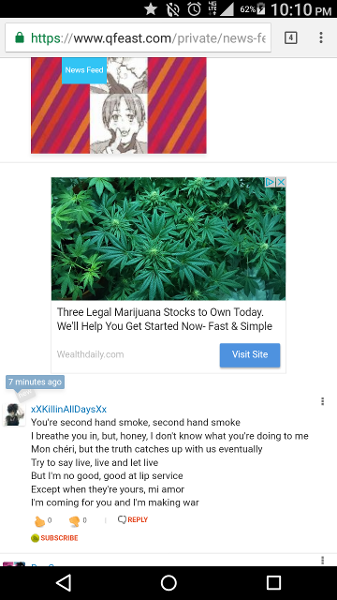 I got an ad for marijuana lol